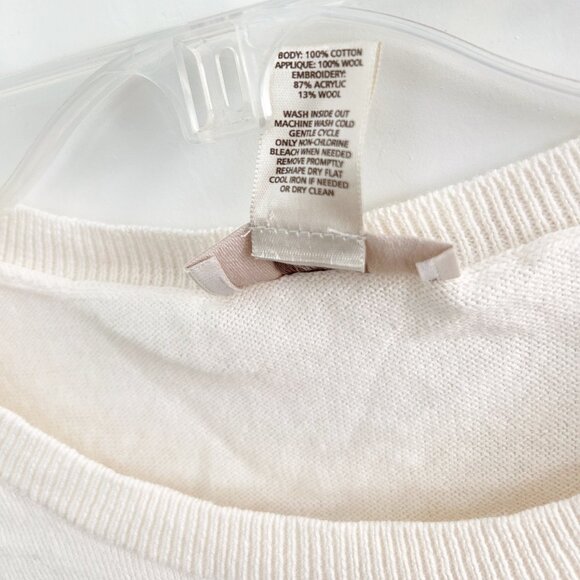 ๐ EUC ๐ LOFT Cream White Crewneck Sweater with Cute Seal Graphic Cotton/Wool - Picture 3 of 3
